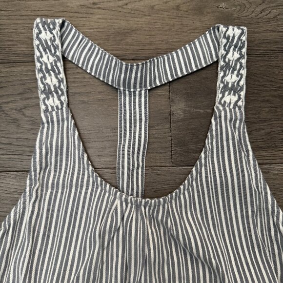 Roxy Stripe Tank Top Sz. M Skyline Sunlights Grey White Stripe Racerback - Picture 2 of 6